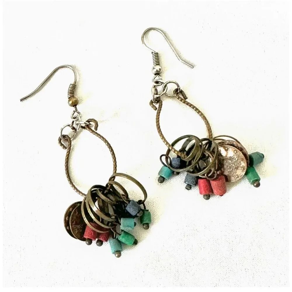 Vintage disc beaded earrings